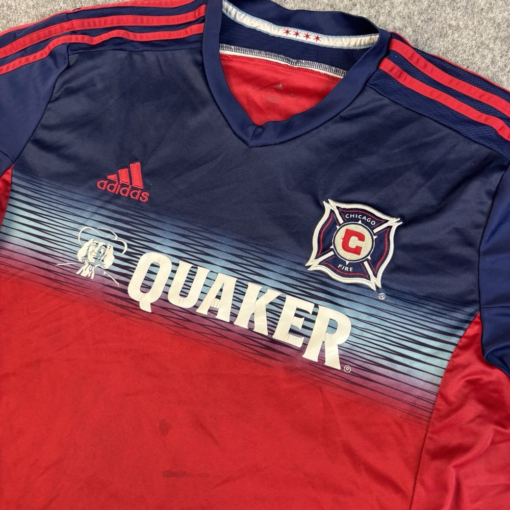 Adidas Chicago Fire Jersey Mens XL MLS Soccer Climacool Quaker Red Blue Sports